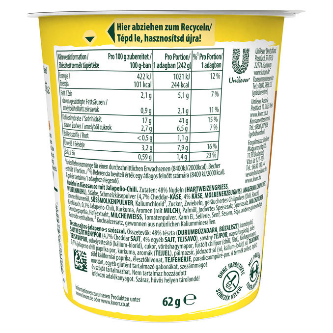 Knorr Pasta Snack Mac & Cheese Jalapeno, 62g von Knorr