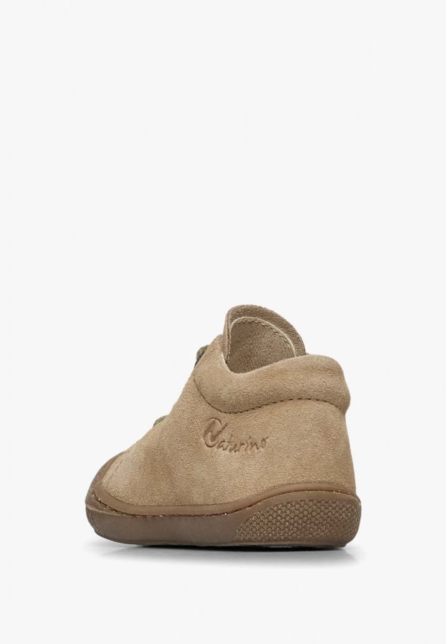 NATURINO COCOONLauflernschuhe aus Veloursleder, Beige-Militärgrün