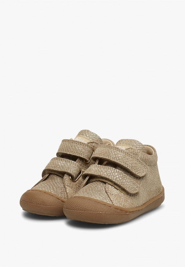 NATURINO COCOON VLLauflernschuhe aus Metallic-Veloursleder, Platin