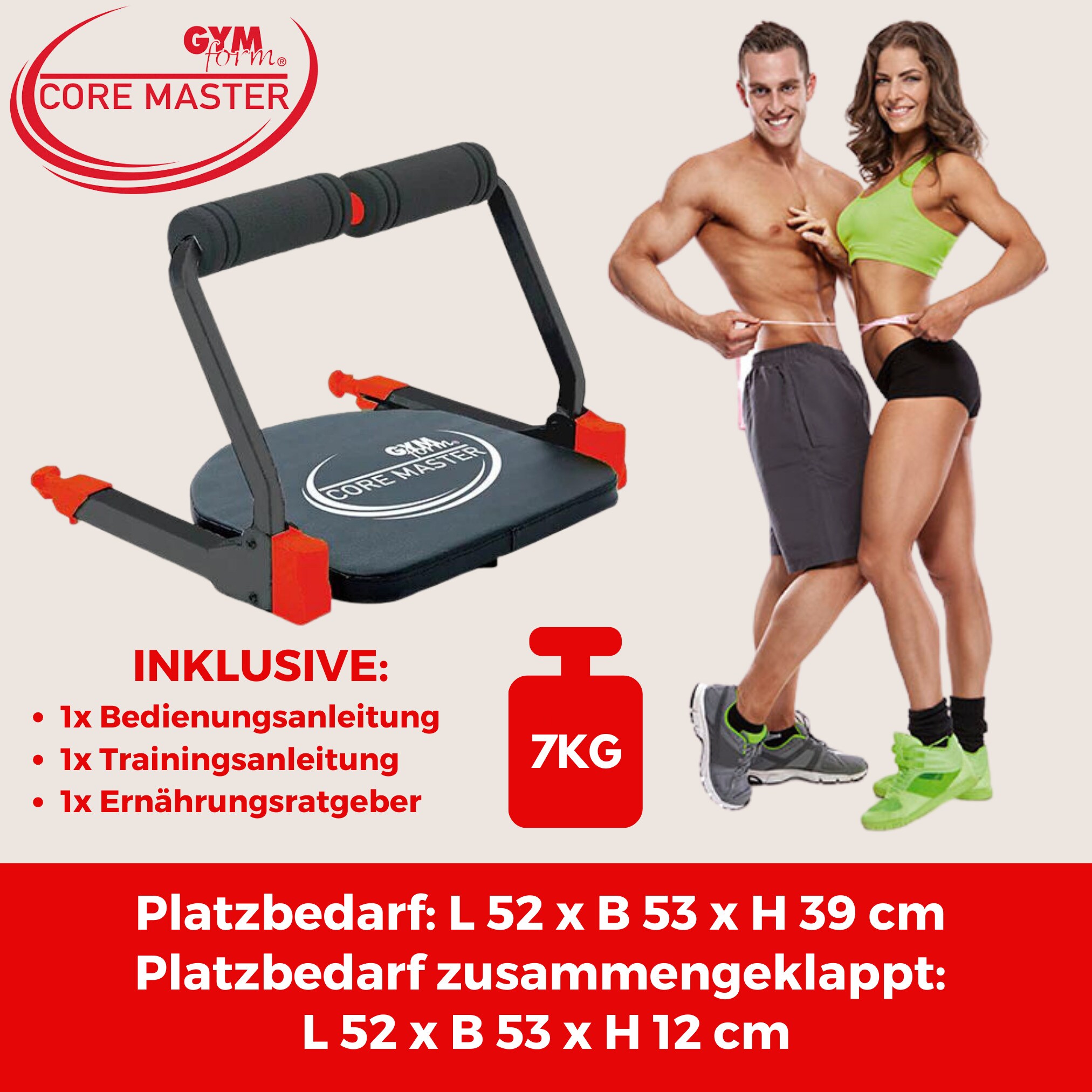 Gymform® Ganzkörpertrainer - kleines Fitnessgerät für Zuhause Core Master