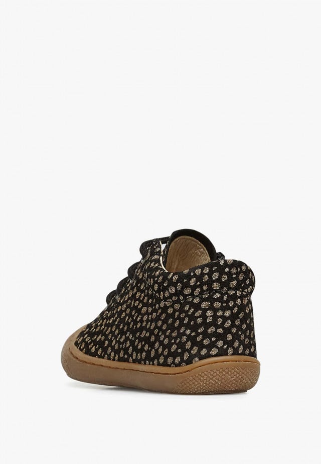 NATURINO COCOON ZIPLauflernschuhe aus Veloursleder mit Reißverschluss, Schwarz-Platin