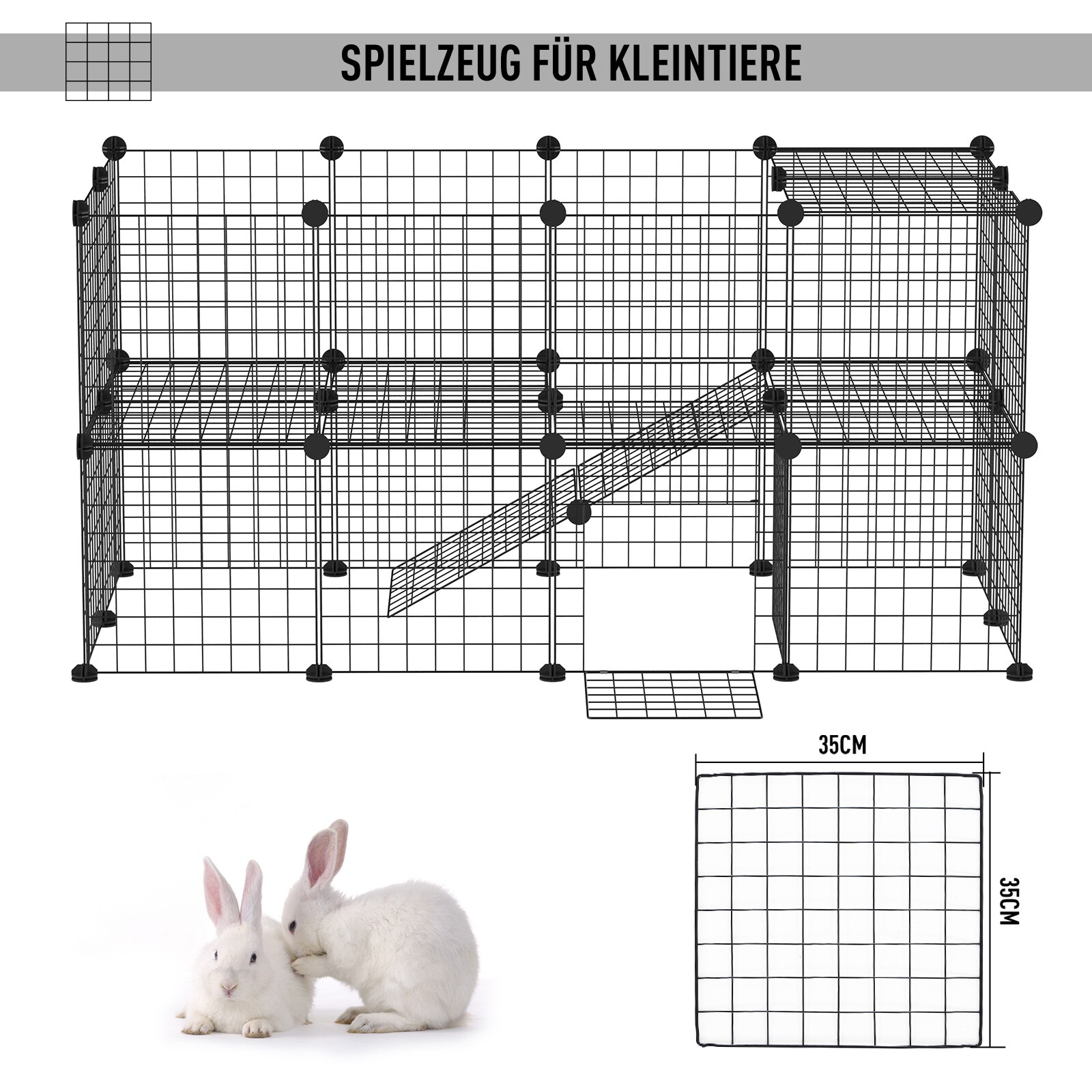 PawHut Laufgitter für kleine Haustiere schwarz 146 x 73 x 73 cm (LxBxH)