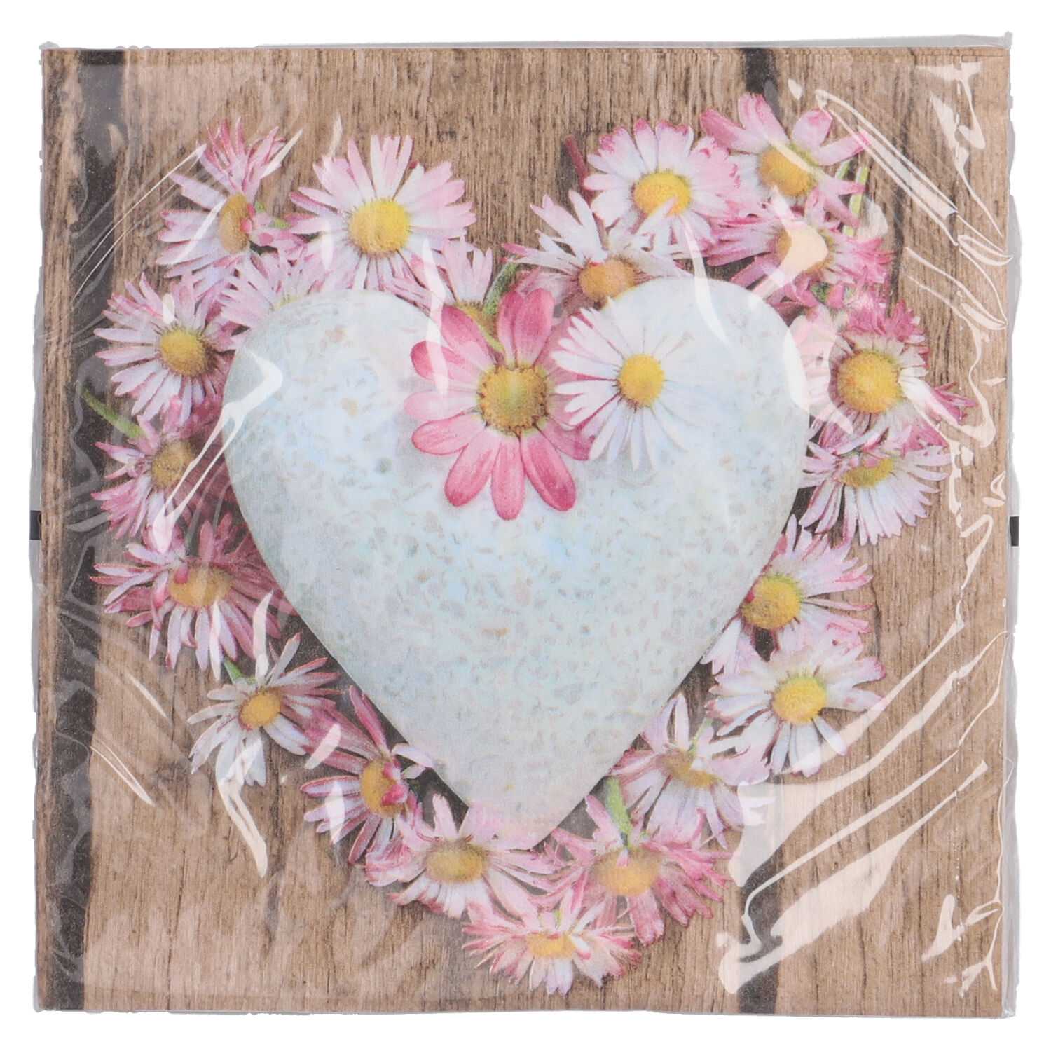 Servietten 20er 33x33cm Herz mit Blumen