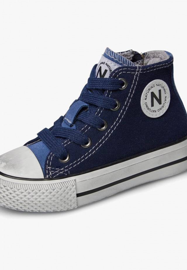 NATURINO YLFAS.Zweifarbige Sneakers aus Veloursleder, Marineblau