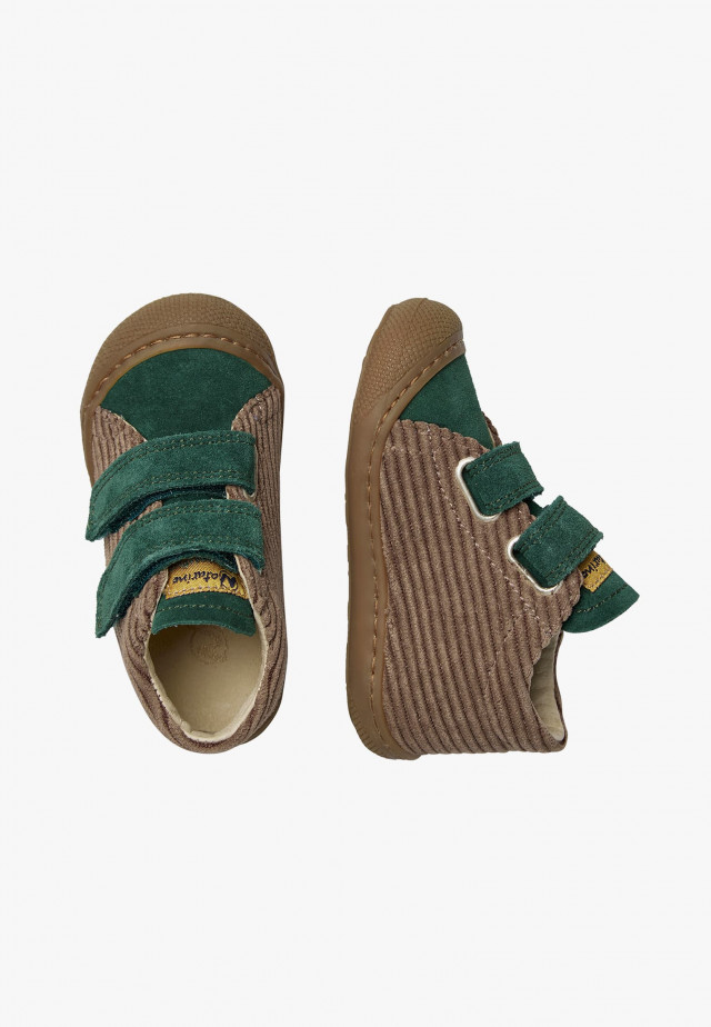NATURINO COCOON VLLauflernschuhe aus Veloursleder, Braun-Grün
