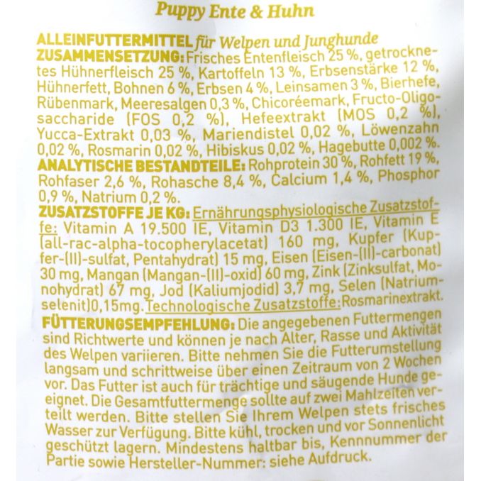 Puppy Futter Classic Ente & Huhn mit Kartoffel (1kg), 1kg von Wildes Land