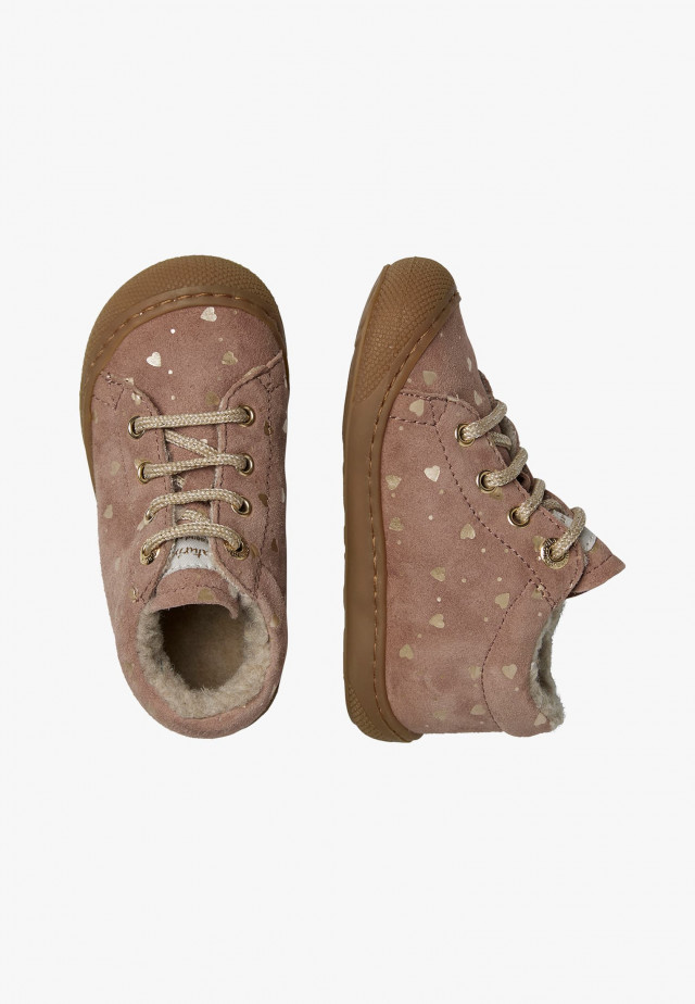 NATURINO COCOONLauflernschuhe aus Veloursleder, Puderrosa