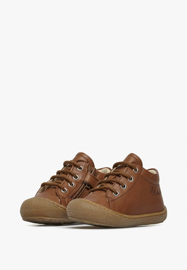 NATURINO COCOON ZIPLauflernschuhe aus Nappaleder mit Reißverschluss, Cognac