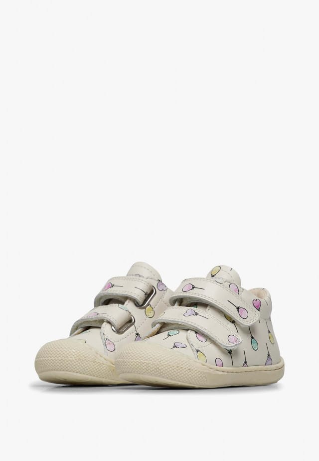 NATURINO COCOON VLLauflernschuhe aus Leder mit Ballon-Print, Creme