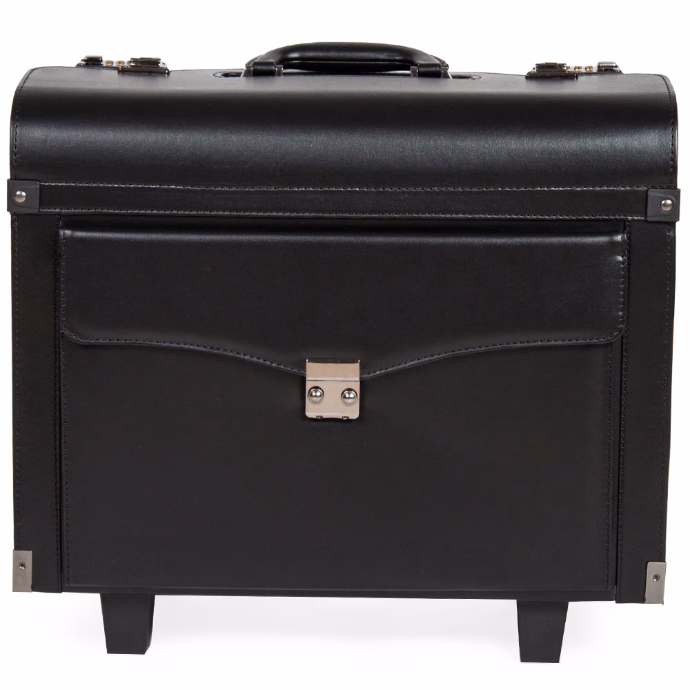 tectake® Pilotenkoffer, aus Kunstleder mit abgerundeten Metallecken, 2 Zahlenkombinationsschlösser, 46 x 24 x 43 - 100 cm