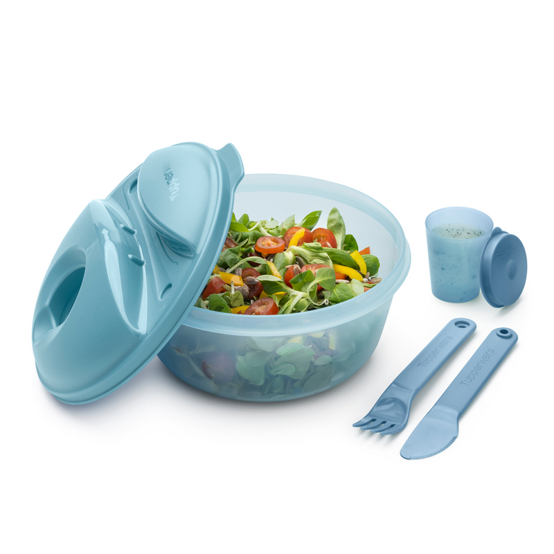 Salat to go Salat, Besteck, Dressing: Lunchbox zum separaten Transportieren
