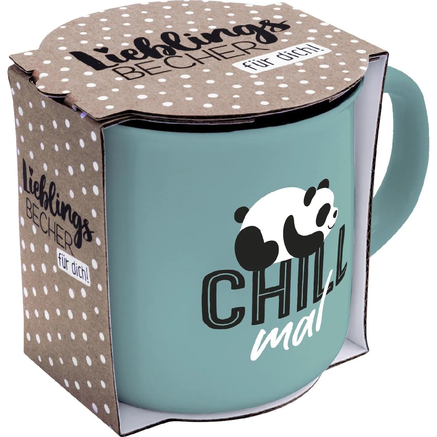 Becher Emaille-Optik, Chill mal, 350 ml