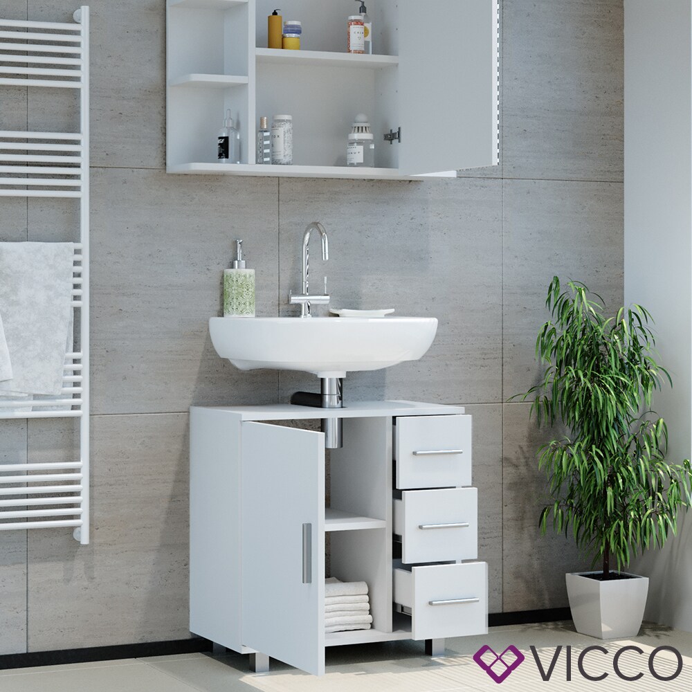 VICCO Badmöbel Set ILIAS Weiß - Bad Spiegel Kommode Unterschrank Badschrank