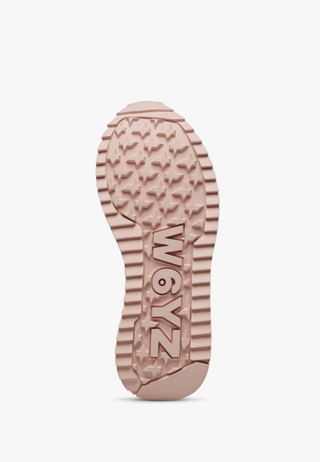 JET-J.Sneakers aus technischem Gewebe und Veloursleder, Grau-Rosa