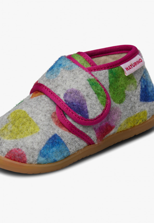 NATURINO HOMEHausschuhe aus Stoff, Grau-Fuchsia