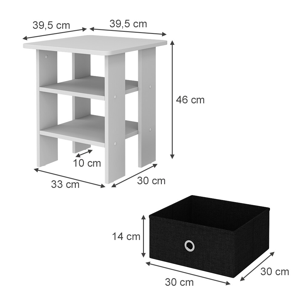 Vicco Nachttisch Birma Weiß 40 x 46 cm mit Schublade