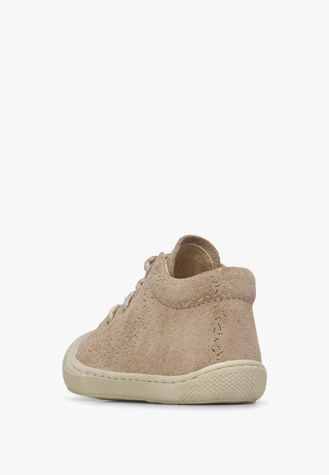NATURINO COCOONLauflernschuhe aus Veloursleder mit Metallic-Details, Taupe