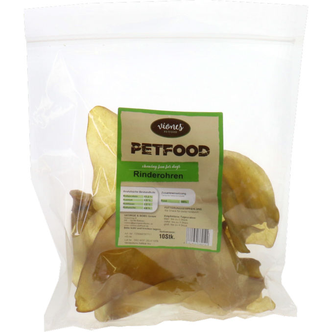 Rinderohren Hundesnack, 10er Pack, 240g von Viones