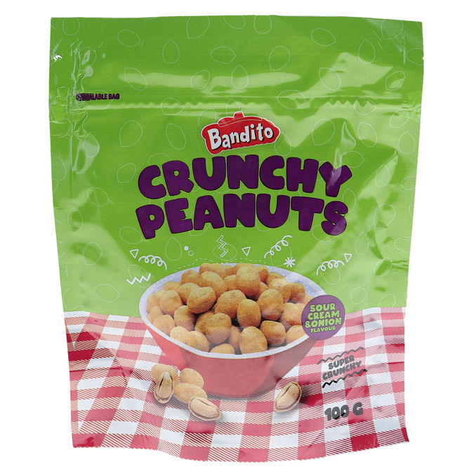 Crunchy Peanuts Sour Cream & Onion, 100g von Bandito