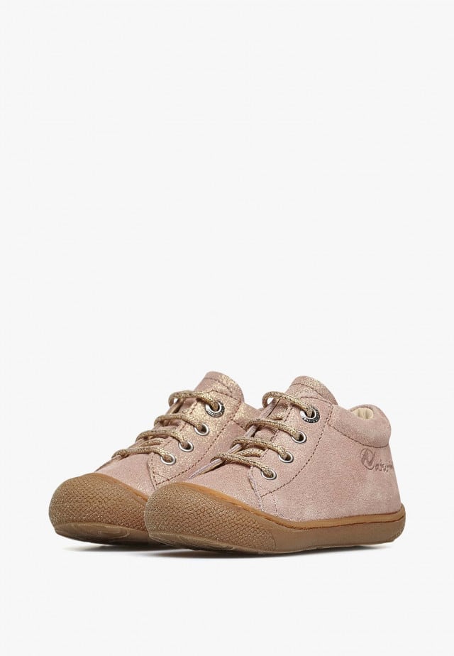 NATURINO COCOONLauflernschuhe aus Veloursleder in Glitter-Optik, Altrosa
