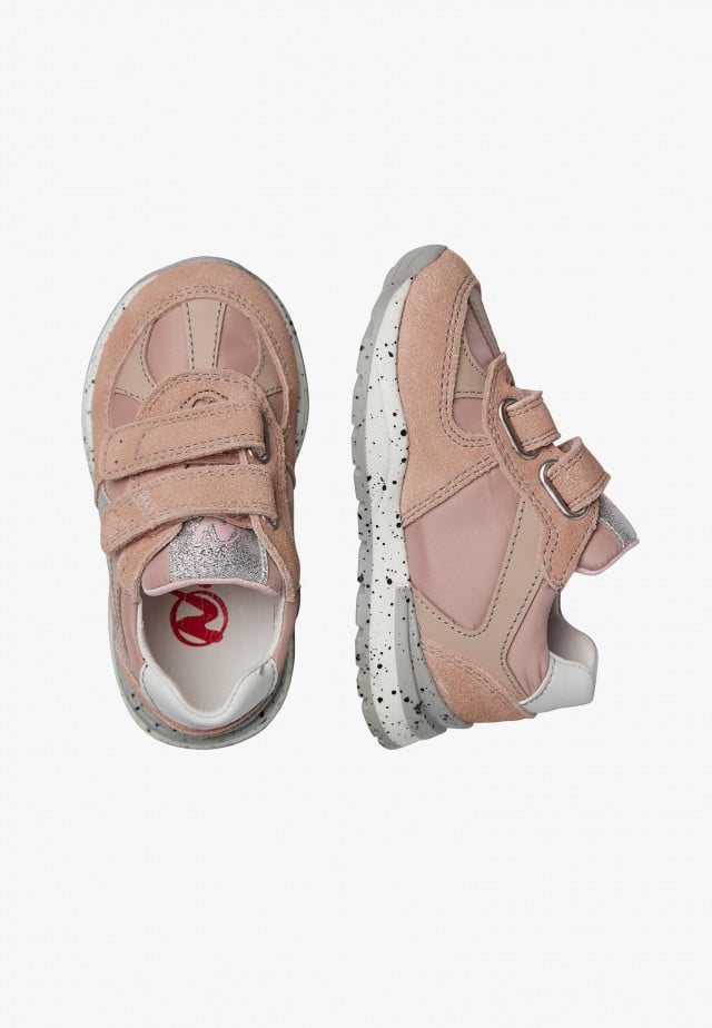 NATURINO ZIMMY VL.Sneakers aus Veloursleder und technischem Gewebe mit Glitzer, Puderrosa