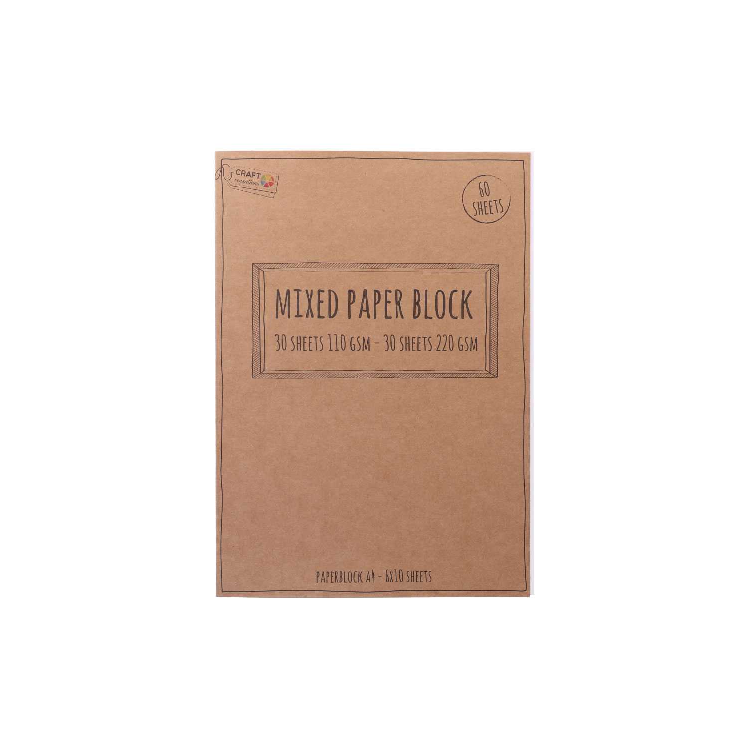 Kraftpapier-Block 60 Blatt gemixt, A4