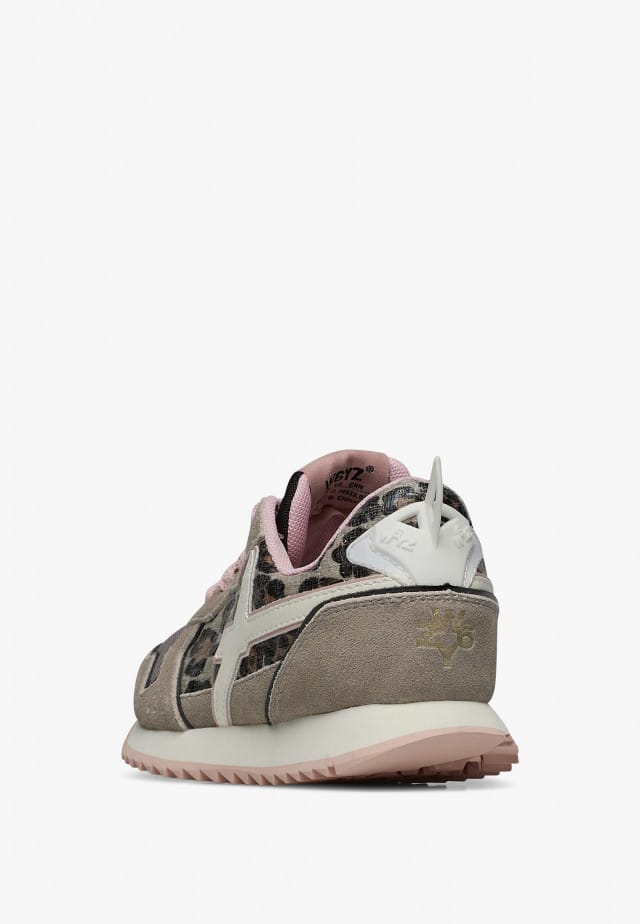 JET-J.Sneakers aus technischem Gewebe und Veloursleder, Grau-Rosa