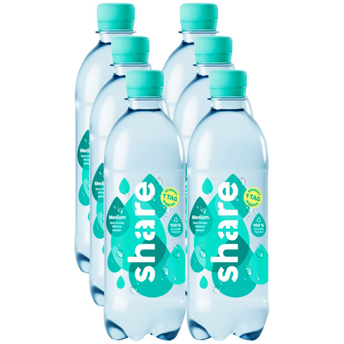 Wasser Medium, 6er Pack (EINWEG) zzgl. Pfand, 6x 1L von Share