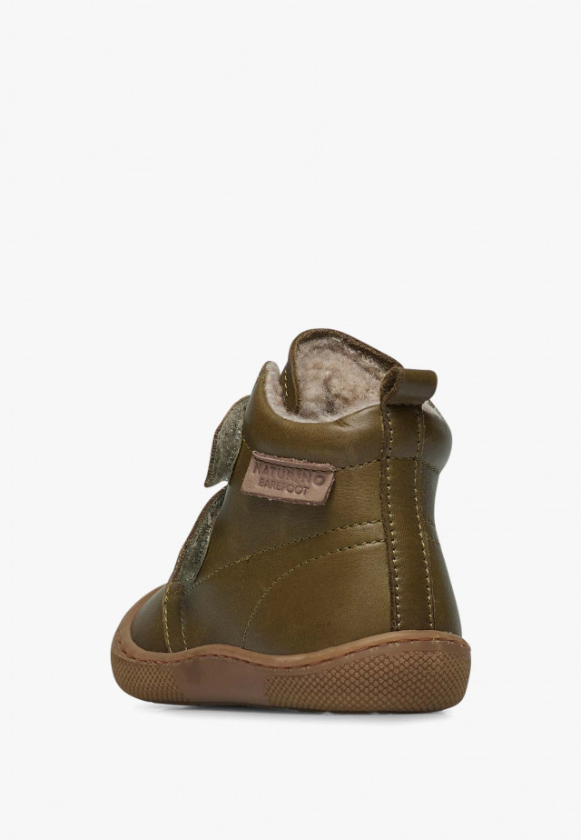 NATURINO WIGGHI VLBarfußstiefel aus Leder, Militärgrün