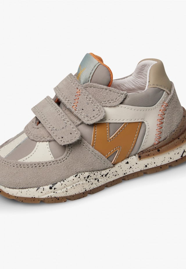 NATURINO ZIMMY VL.Sneakers aus Veloursleder und technischem Gewebe, Taupe-Kürbis