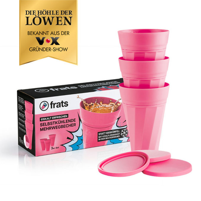 Trinkbecher selbstkühlend pink, 3er Pack, 3 Becher von frats