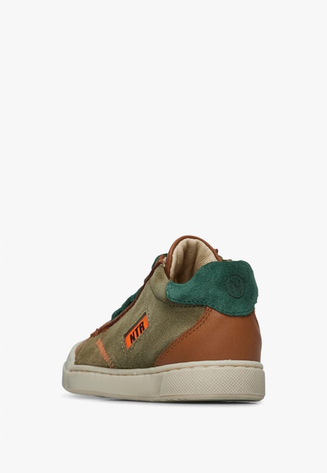NATURINO FALUK HIGH ZIPSneakers aus Leder und Veloursleder, Militärgrün-Braun