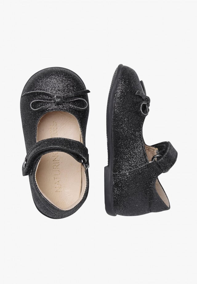 NATURINO BALLETBallerinas aus glitzerndem Leder, Schwarz