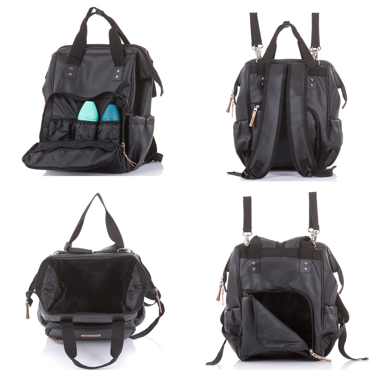 Chipolino Kinderwagentasche, Rucksack Wickelunterlage, Henkel Träger verstellbar black