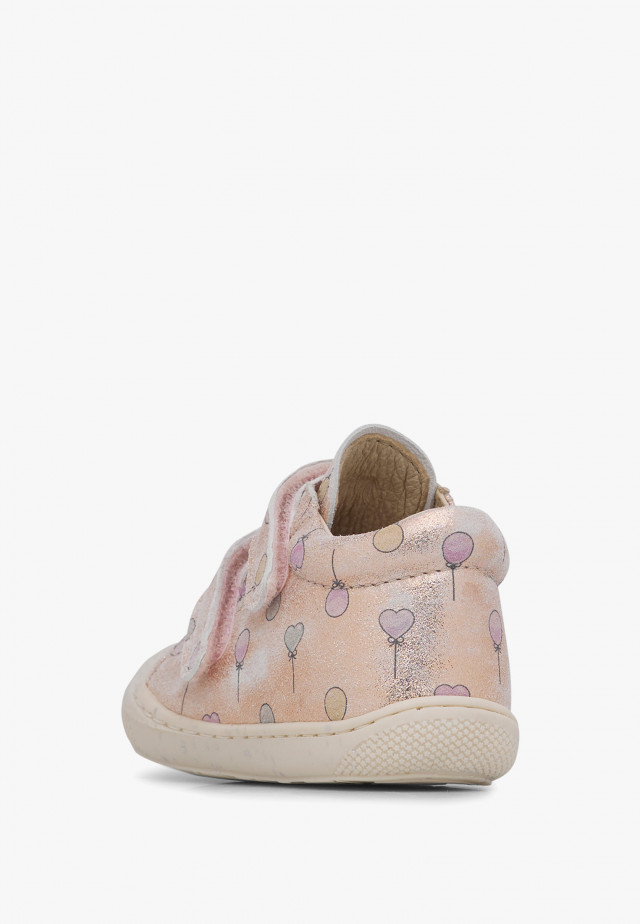 NATURINO COCOON VLLauflernschuhe aus Metallic-Leder mit Ballon-Print, Puderrosa