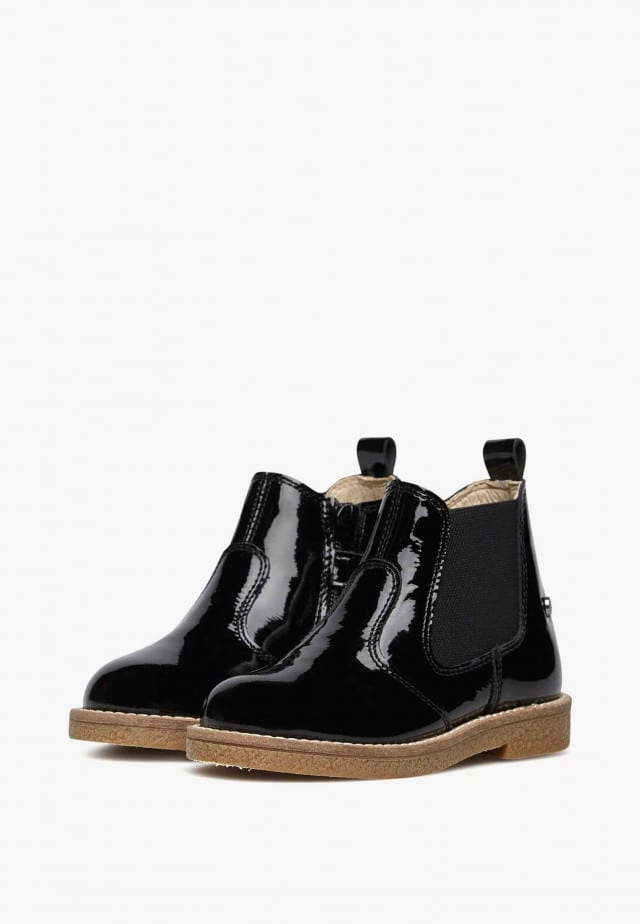 NATURINO ARTHURChelsea-Boots aus Lackleder mit Reißverschluss, Schwarz