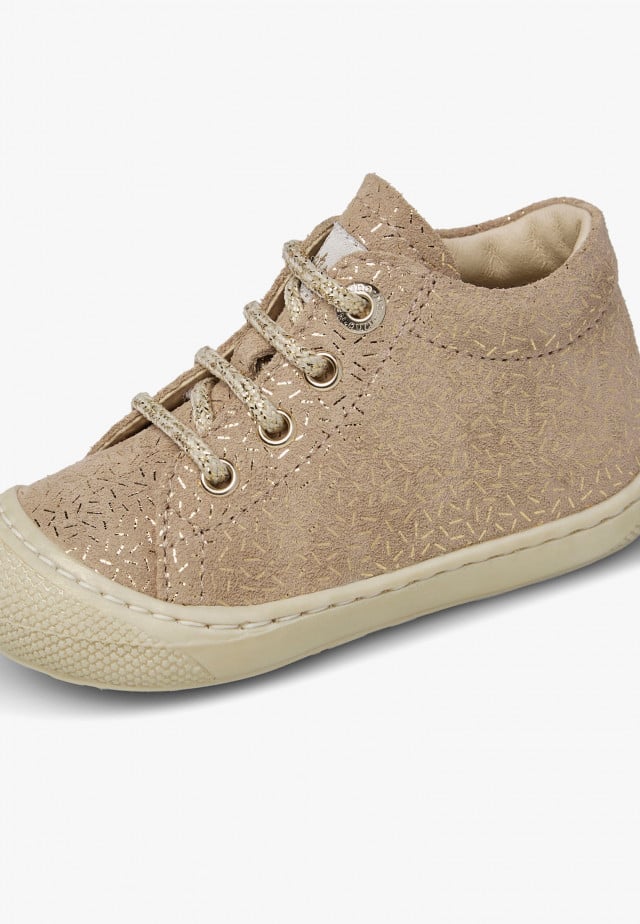 NATURINO COCOONLauflernschuhe aus Veloursleder mit Metallic-Details, Taupe