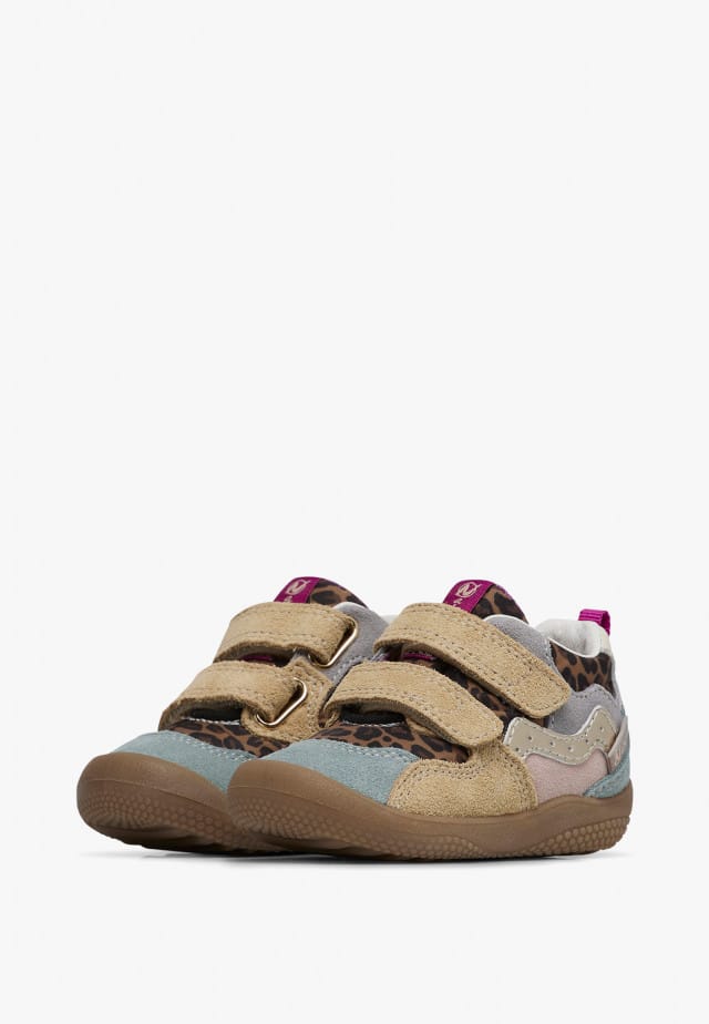 NATURINO LAKKEN VL.Lauflernschuhe aus Leder und Veloursleder mit Tiermotiv, Braun-Grau