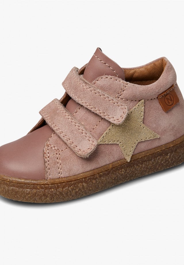 NATURINO ALBUS STAR VLSneakers aus Leder und Veloursleder mit Stern-Patch, Rosa-Platin