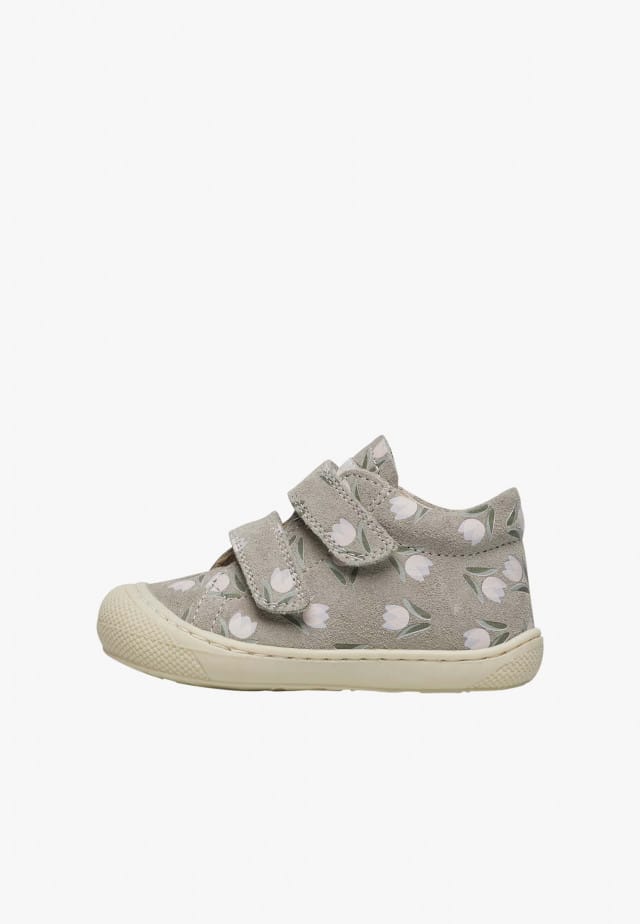NATURINO COCOON VLLauflernschuhe aus Veloursleder mit Tulpenprint, Taupe