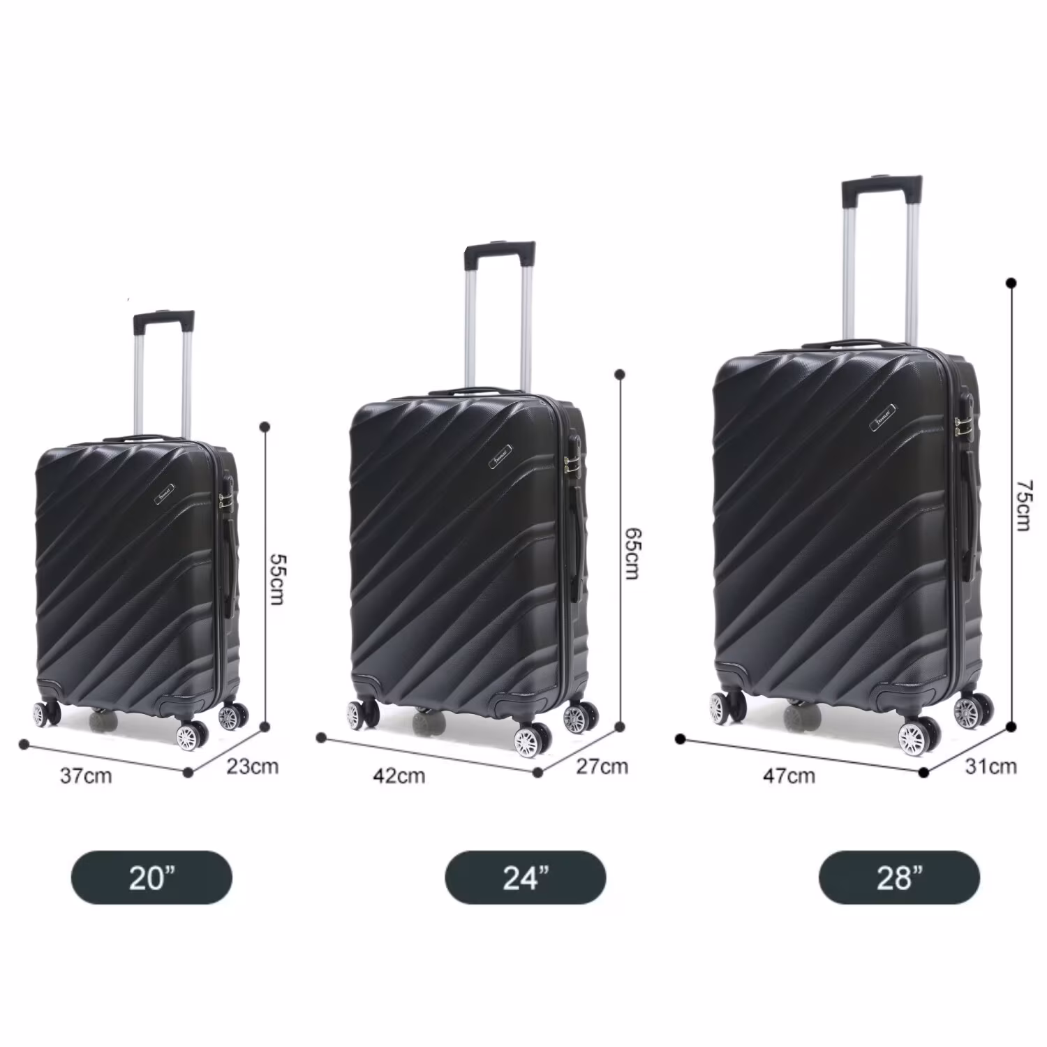 Reisekoffer Koffer 3 tlg Hartschale Trolley Set Kofferset Handgepäck