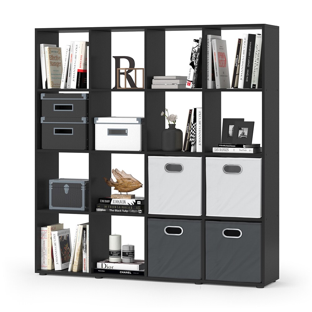 VICCO Raumteiler KARREE 16 Fächer Schwarz - Bücherregal Regal Standregal Büroregal