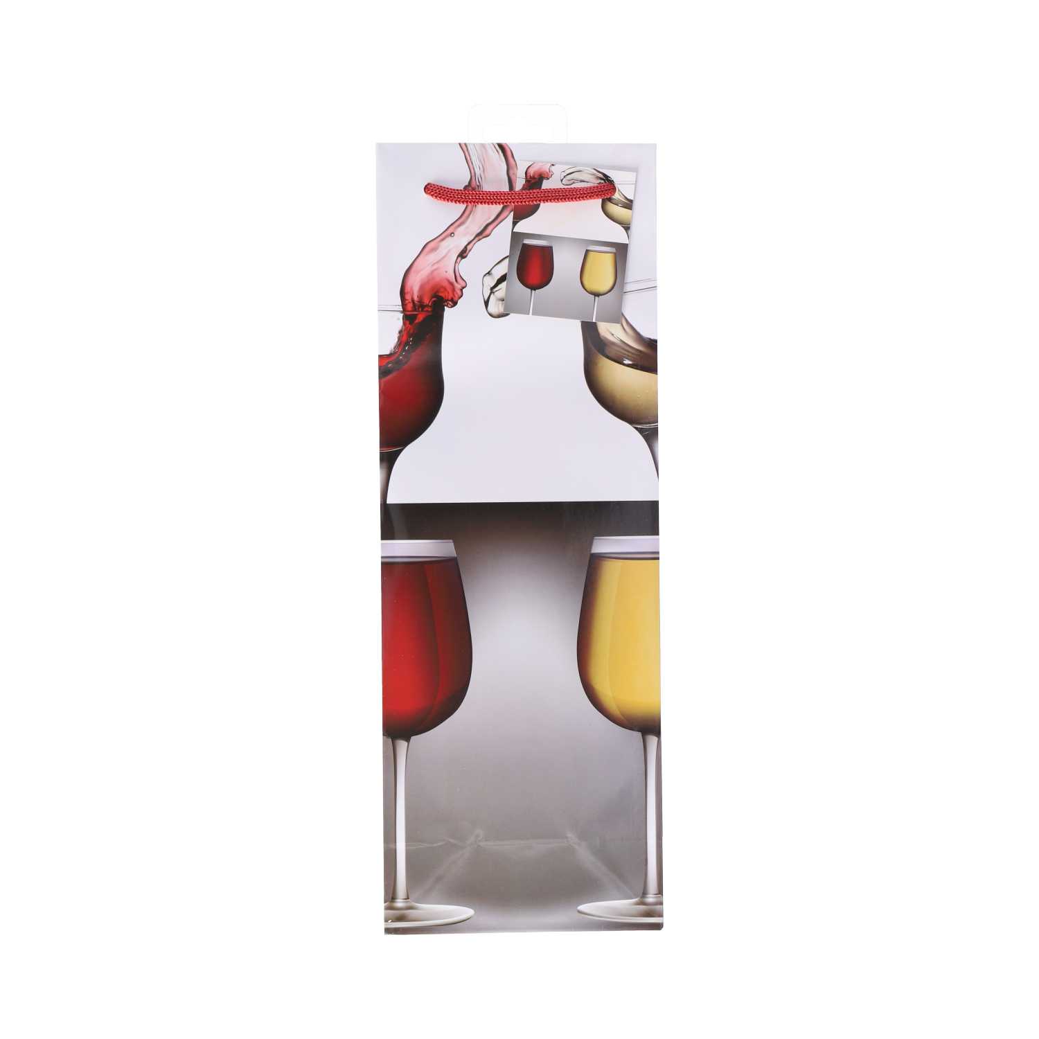 Flaschentüte Jumbo Lack mit Weinmotiven 12,5 x 36 x 9 cm