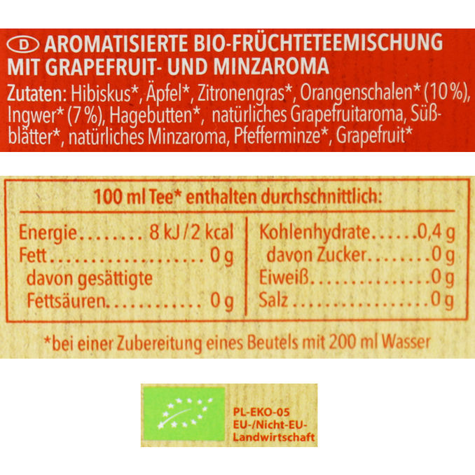 BIO Grapefruit Minze   Ingwer, 41,25g von Teekanne