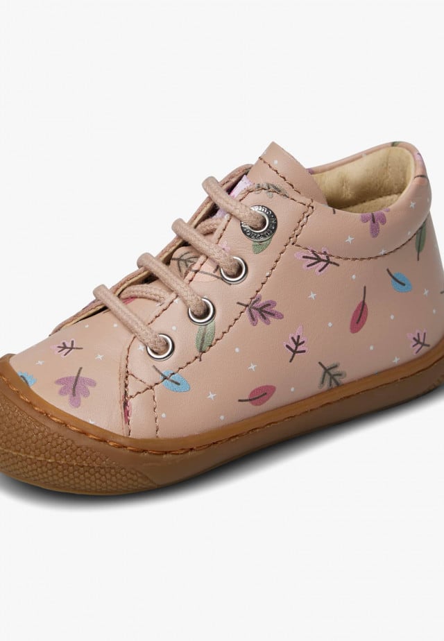 NATURINO COCOONLauflernschuhe aus Leder mit Herbstprint, Puderrosa