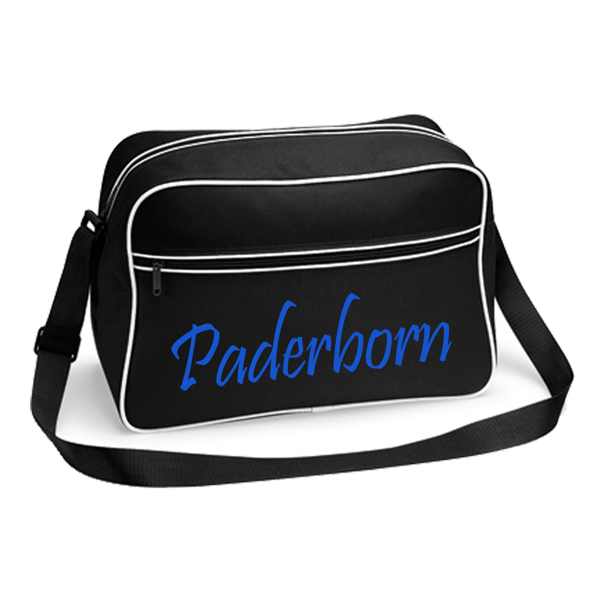 multifanshop® Retrotasche - Paderborn - Schriftzug - Druck blau