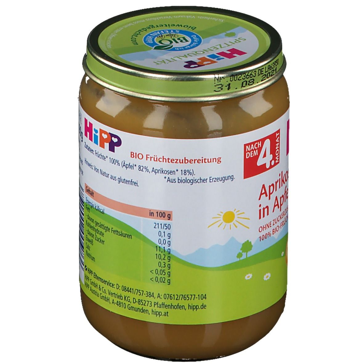 Hipp Aprikose in Apfel ab dem 5. Monat