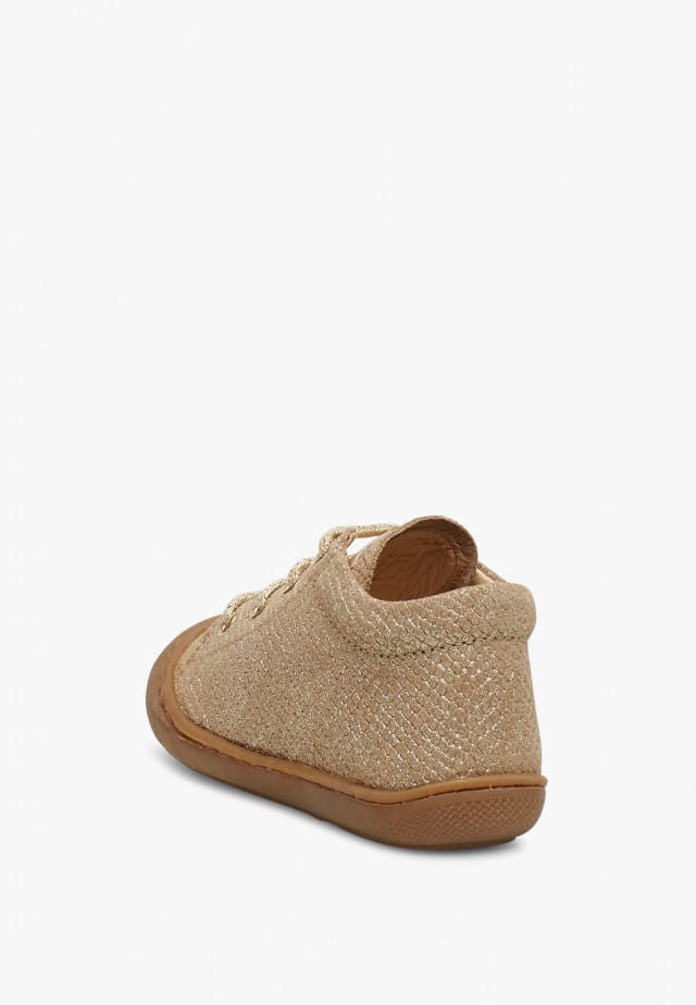 NATURINO COCOONLauflernschuhe aus Metallic-Veloursleder, Platin