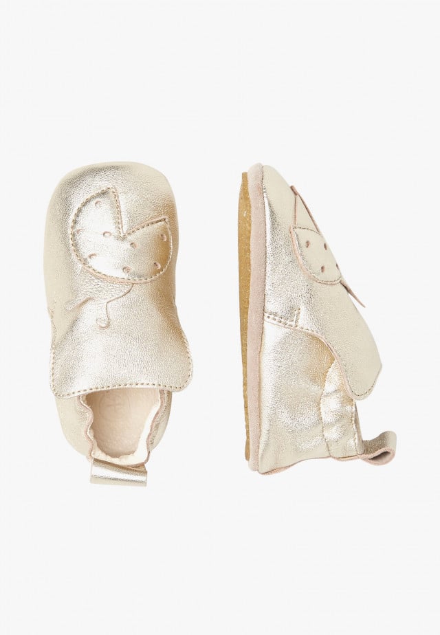NATURINO DLONBabyschuh aus Kalbsleder in Metallic-Optik, Platin