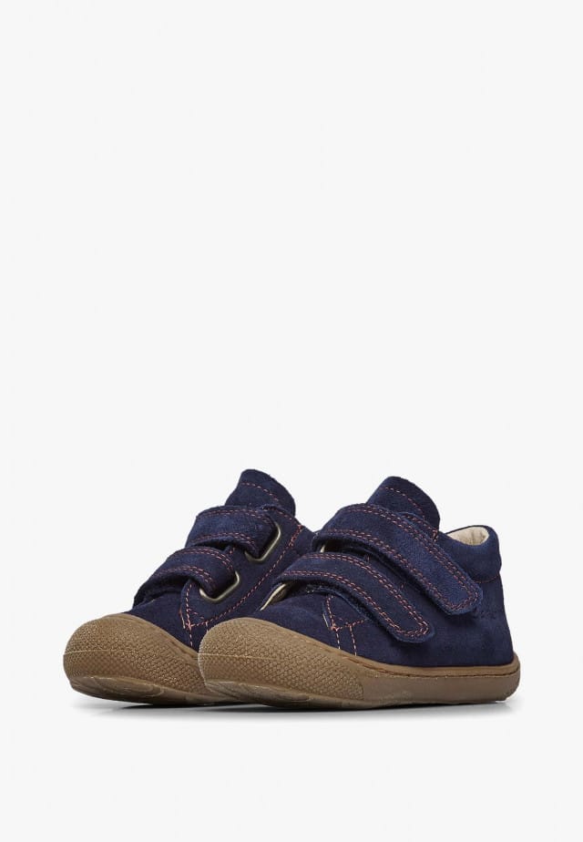 NATURINO COCOON VLLauflernschuhe aus Veloursleder, Marineblau-Rot